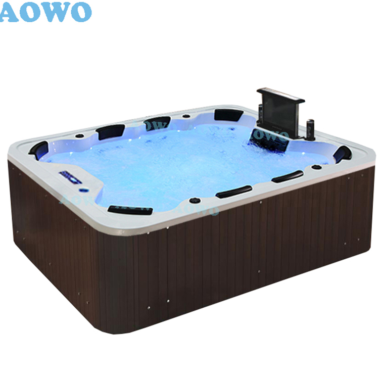 aowo bathroom outdoor luxury eight-person pool spa hot tub with LED lights and bubble bath surfing jets