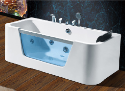 Single person white Acrylic freestanding whirlpool massage bathtub with 6mm tempered glass