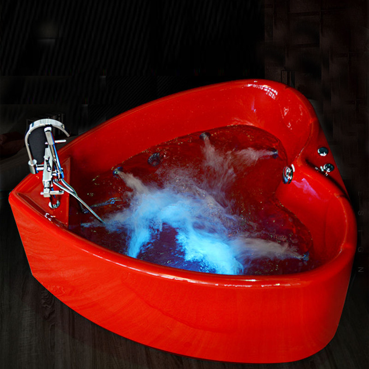 Heart shape air jet bubble bathtub jacuzzi bathtub high grade acrylic soaking bath hot tubs 1 person