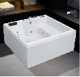 Luxury design square shape white acrylic massage bathtub with seat