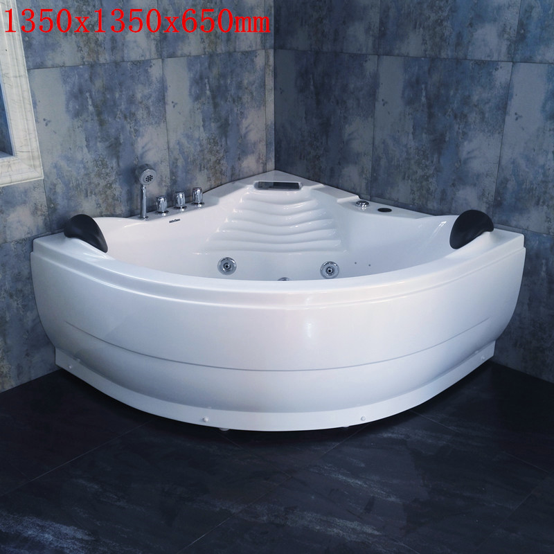 Indoor Triangle Corner Massage Whirlpool Bathtub Eco-friendly Acrylic Bathtub