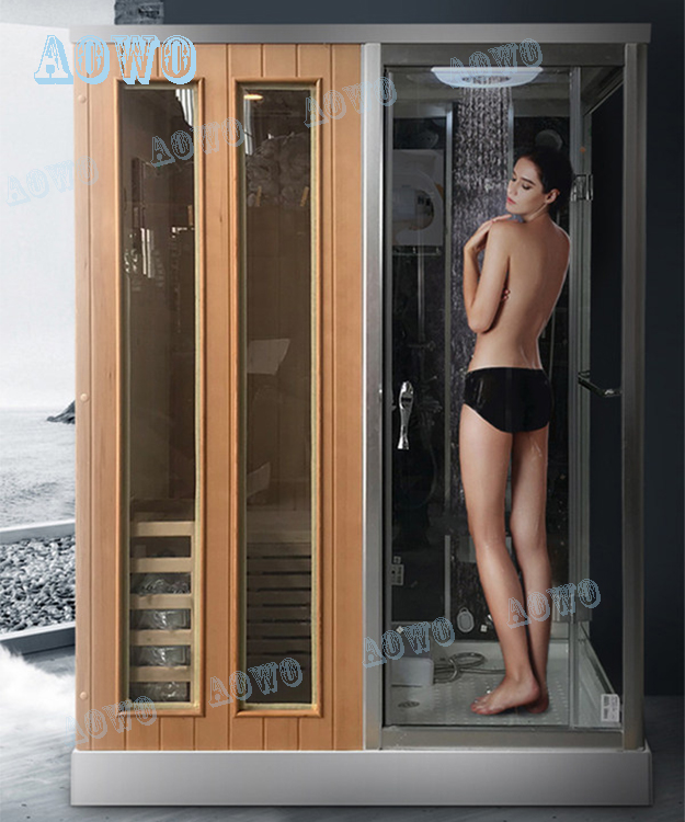 Modern design 1  2 person size wet steam shower and dry sauna room 