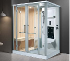 hemlock wood sauna and wet shower steam room for single or double person