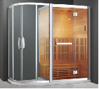 Indoor corner modern design wet steam and dry sauna room with glass door for 1-2 person