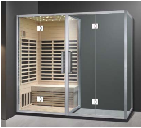 Fashionable indoor steam shower and dry sauna room with silver Al frame