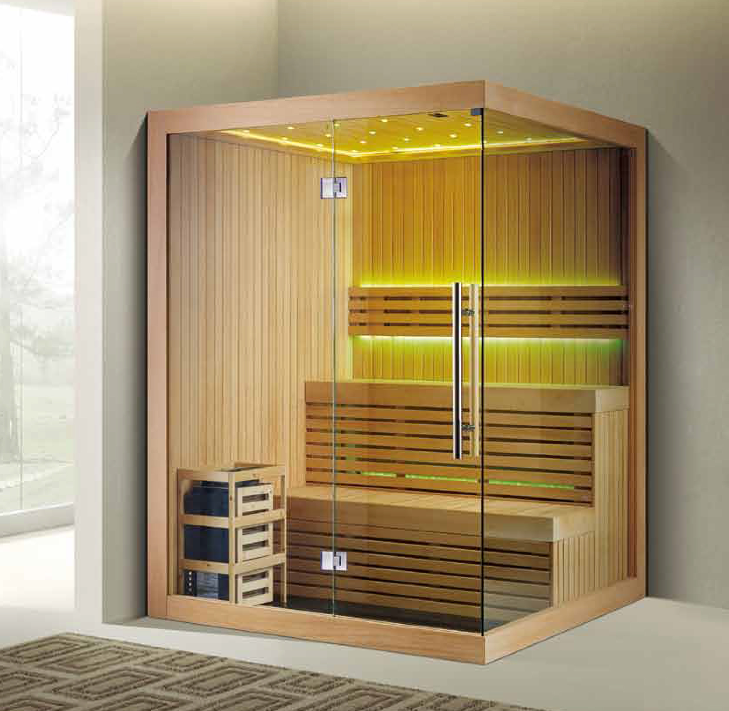 High Quality Complete Accessories 2 Person Hemlock Sauna Room