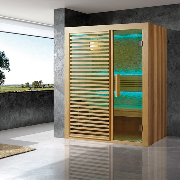 Wholesale High Quality 2 Person Sauna Hemlock Wood Outdoor Square Sauna Steam Room