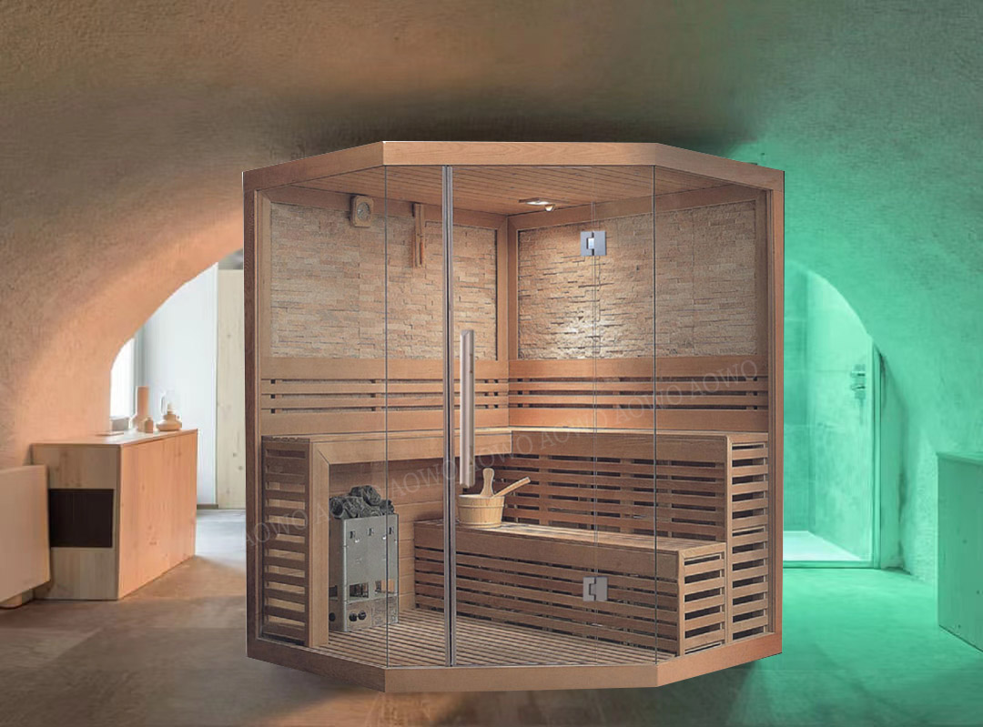 Hot Selling Solid Wooden Indoor Hemlock Sauna Steam Room For 4-6 Persons