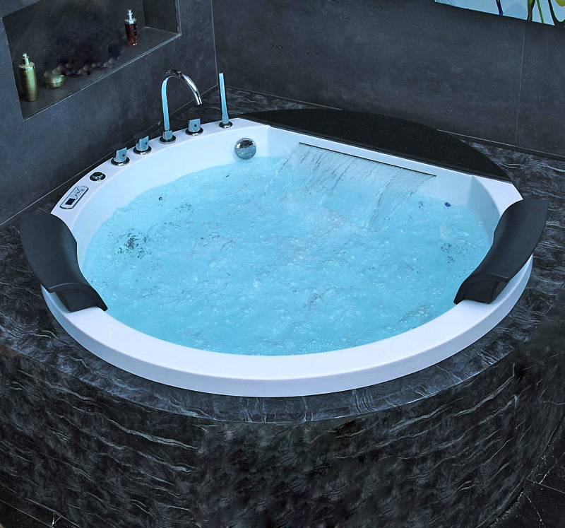 waterfall outlet build in jacuzzi with massage and high functions color bubble ,led lights and heater