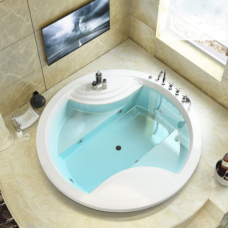 double person indoor customized made drop in bathtub with whirlpool surfing massage