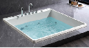 square white acrylic shower bathtub and air massage jets and faucets 