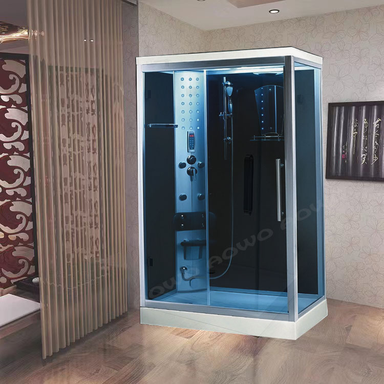 Corner Bathroom Custom AL Frame Steam Shower Cubicles Unit with Whirlpool Massage