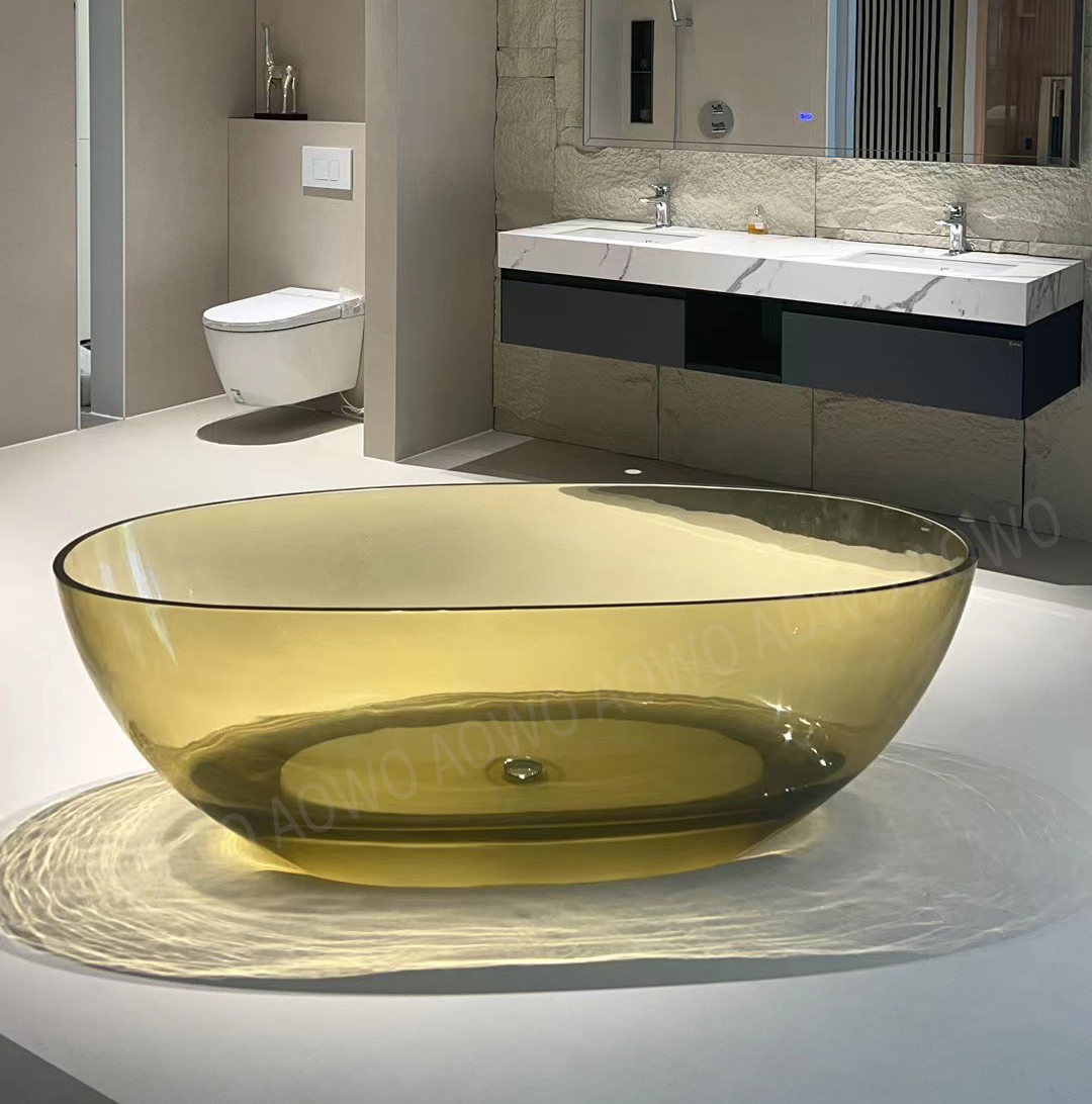 New Design Acrylic Resin Transparent Bathtub Bathroom New Trend Colorful Resin Stone Bathtubs