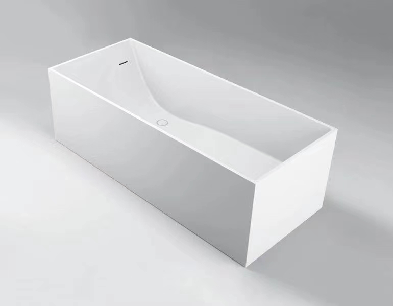 Rectangle Pensen White Pure Acrylic Repairable Artificial Stone Solid Surface Freestanding Bathtub