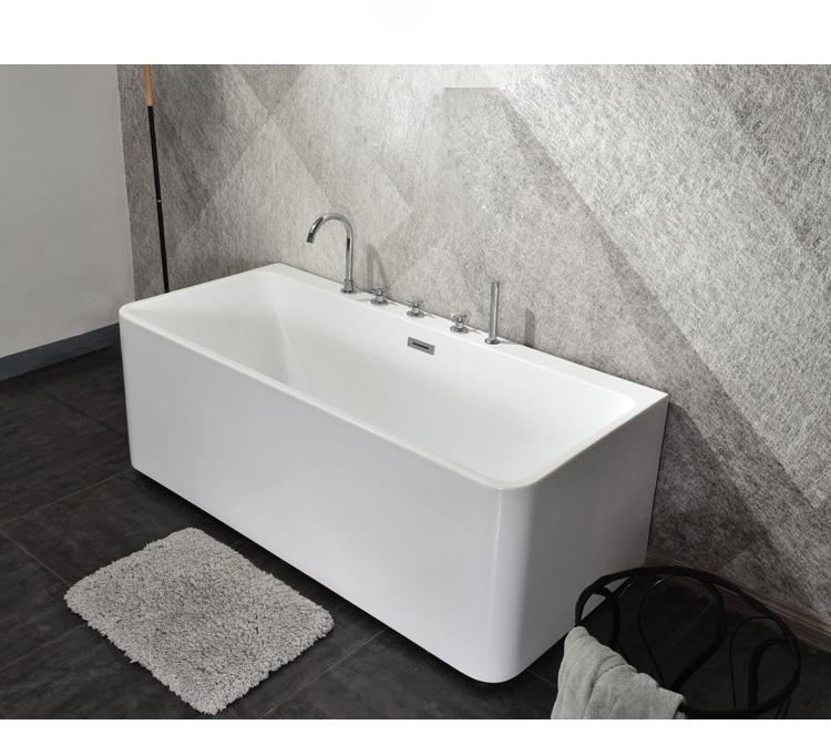 Modern Design Custom Size Freestanding White Bathroom Rectangle Acrylic Bathtub can add the massage whirlpool 