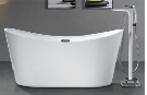 Foshan AOWO simple style white indoor little boat shape bathtubs can add whirlpool air bubble function