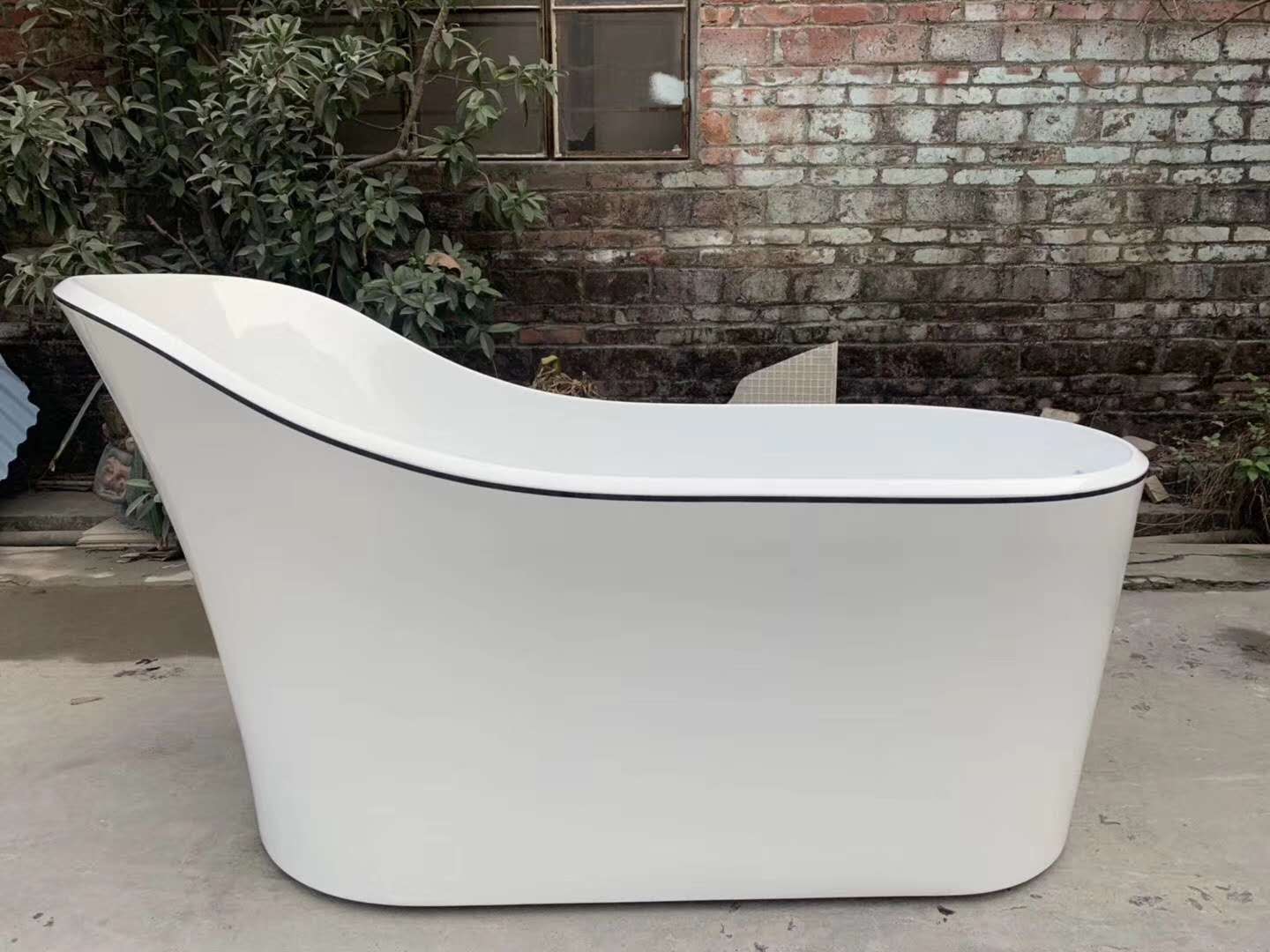 boat shaped bathtub Foshan New Design Indoor Artificial Composite Material Freestanding Bathtub